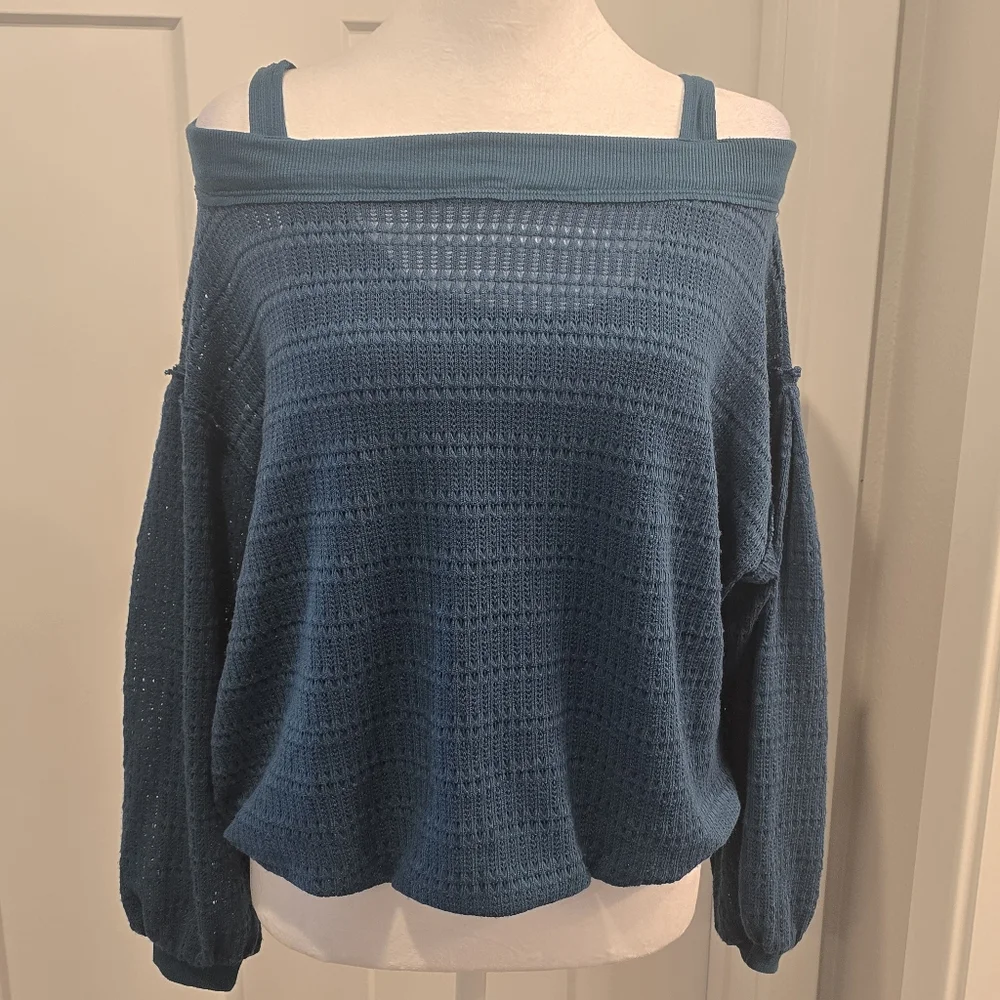 Free People‎ Woven Knit Off Shoulder Top Size XS